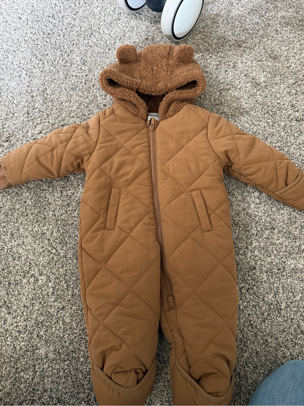 Carter's Quilted Brown Bear-Ear Baby One-Piece Footie